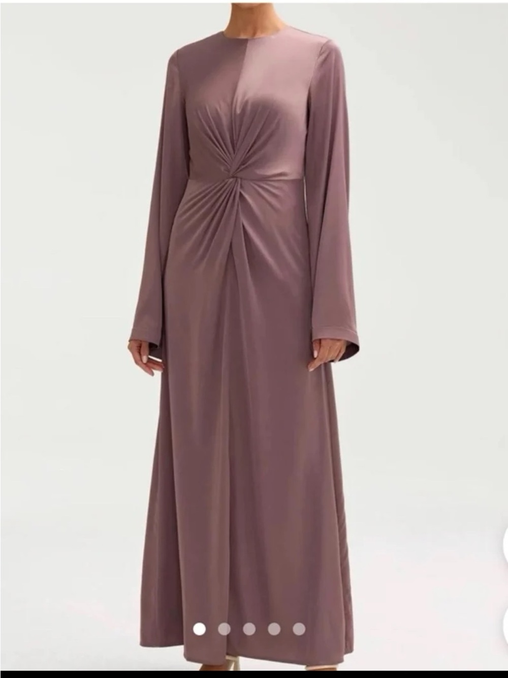NWT Veiled Duha Satin Twist Front Maxi Dress in Dusty Mauve Size XL